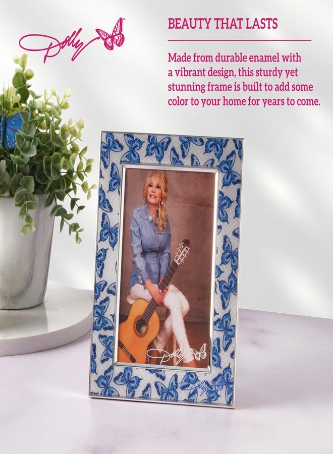 Dolly Parton 5.56x7.5x0.48 Inch Blue Butterfly Enamel Photo Frame, Displays one 4x6 Photo - Image 3